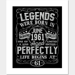 61st Birthday Vintage Legend Were Bon in June 1961 61 Years Posters and Art